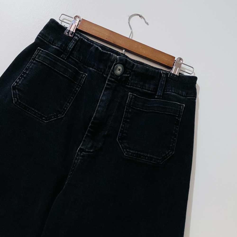 Anthropologie Pilcro Black “Skipper” Wide Leg High Waisted Crop Jeans Size 29 - Picture 3 of 9